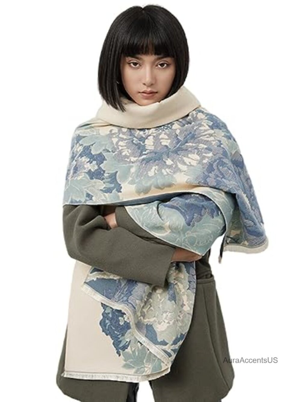 Woven Rayon Floral Wrap Scarf Shawl for Travel & Evening Wear